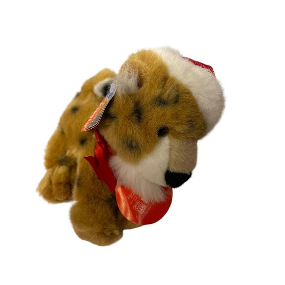 Fiesta Santa Hat Leopard Tiger Plush Voice Activated Soft Cuddly Toys 10" Red Br - Picture 4 of 12